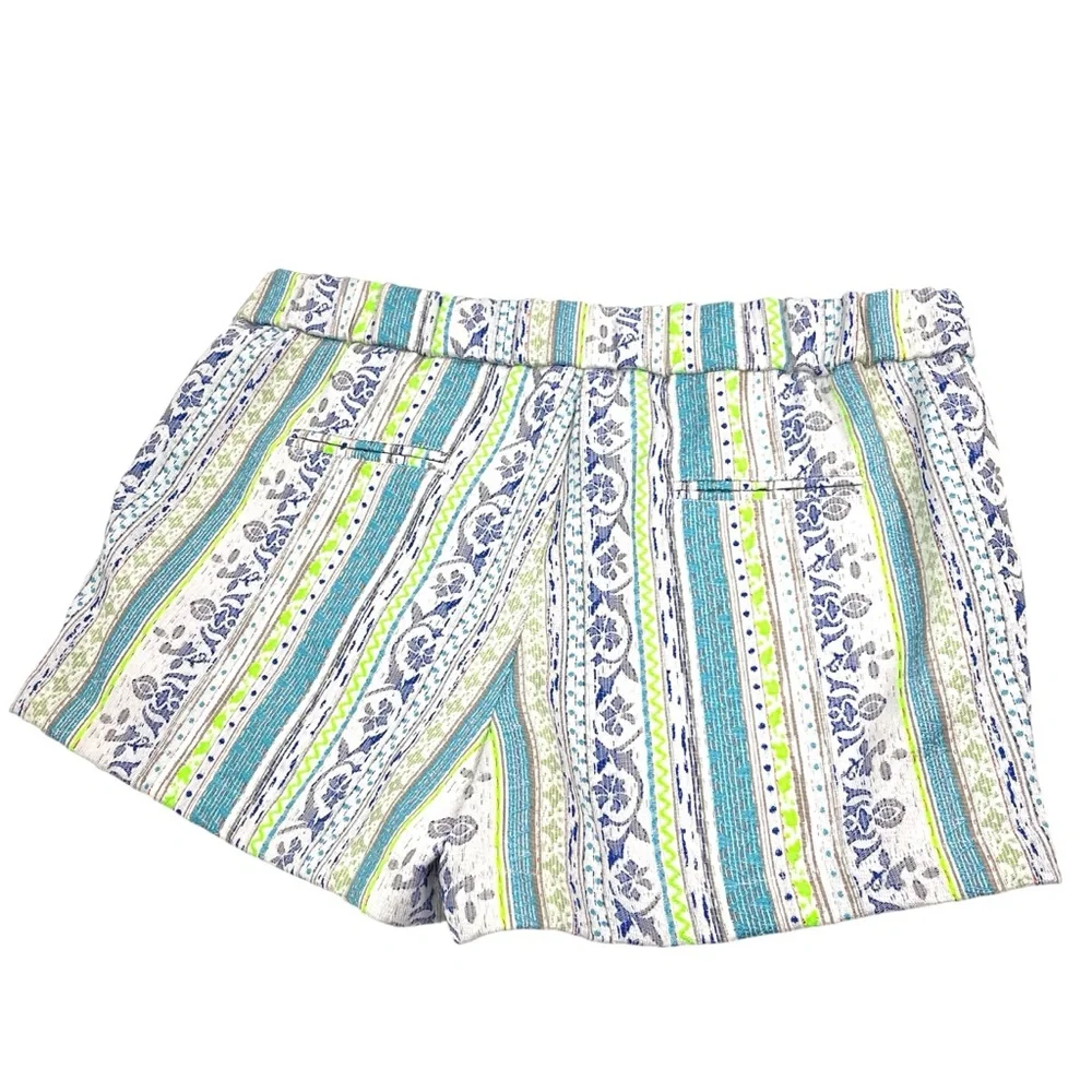 Kut From The Kloth Womens 14 Boho Shorts Blue Green Stripe Print Mid Rise